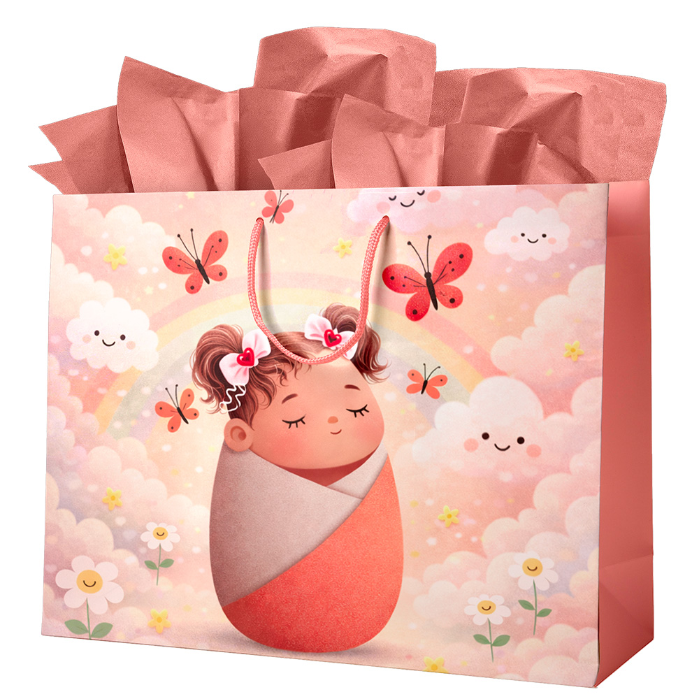 Image Baby Shower Gift Bag for Girls - Horizontal - Large